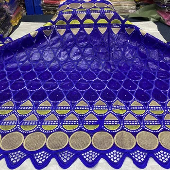 

(5yards/pc) wonderful hollow out African bazin lace royal blue Nigerian party lace fabric newest for making dress BZX059