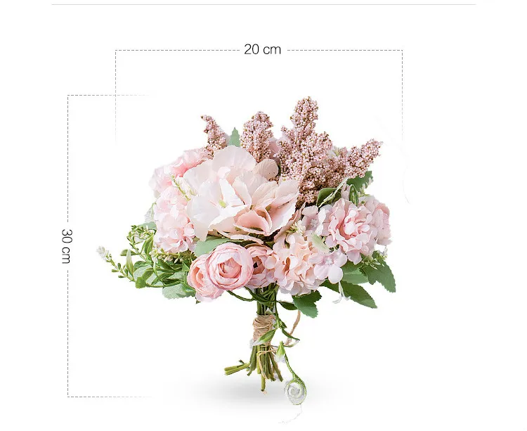 1Bundle Nordic Simulation Bouquet Fake Flower Rose Peony Silk Bouquet Living Room Decoration Table Holding Floral Plastic Flower