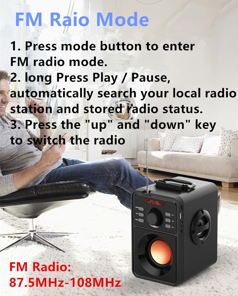 High Power Bluetooth Speaker Super Bass Portable