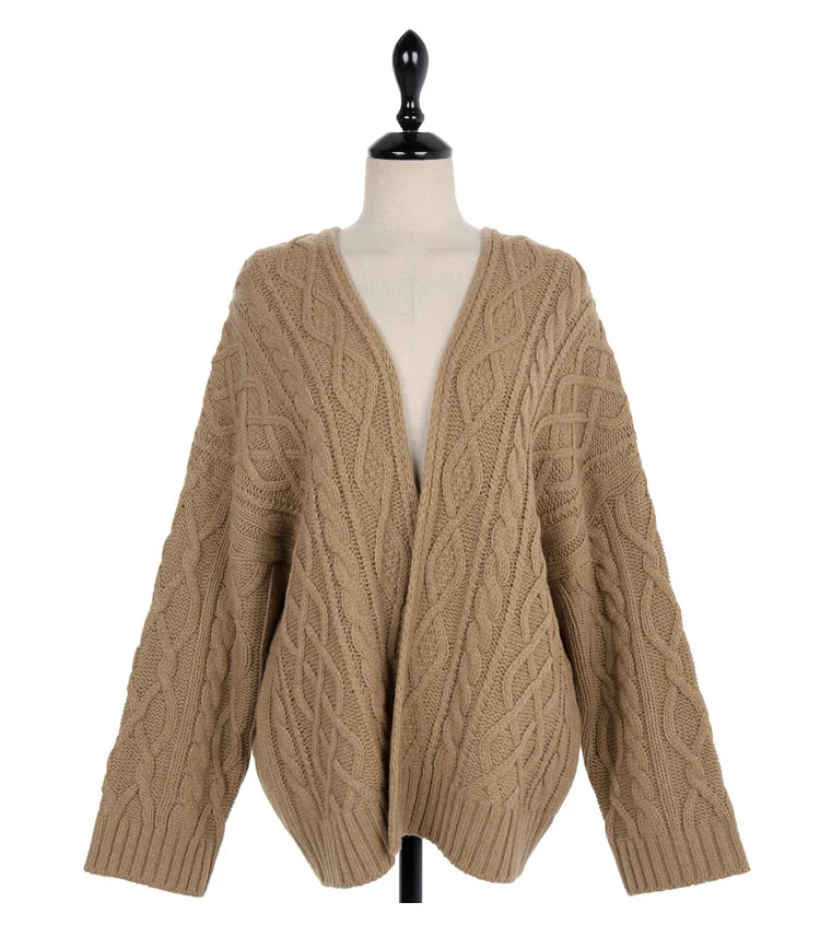New Korean Style Autumn Winter Women Sweater Ulzzang Oversized V Neck Knitted Cardigan Thick Warm Loose Elegant Bandage Overcoat