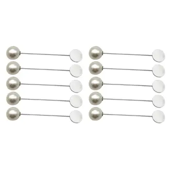 

10Pcs Round Tray Lapel Stick Pearl Brooch Pin Suit Hat Scarf Badge DIY Jewelry