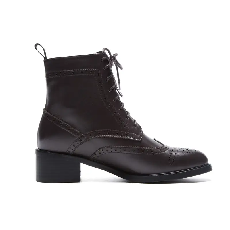 ALLBITEFO/Брендовые женские ботинки на высоком каблуке; женские ботильоны из натуральной кожи на толстом каблуке; зимние кожаные ботинки; обувь для девочек