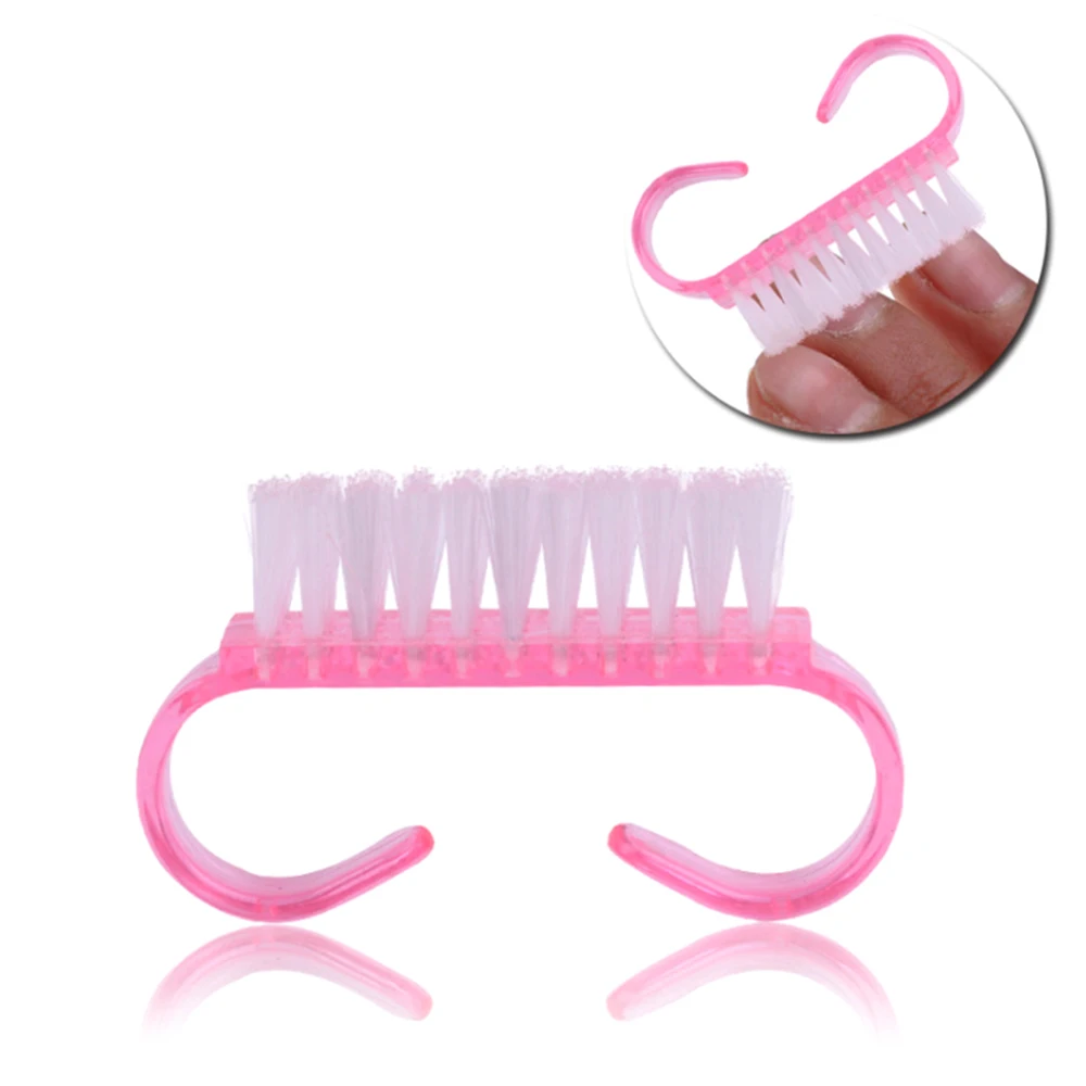 

2 Pcs Nail Art Plastic Cleaning Brush Finger Nail Care Dust Clean Handle Scrubbing Brush Tool File Manicure Pedicure Brushes