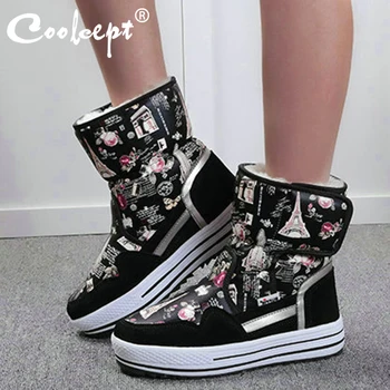 

Coolcept Print Snow Boots For Women Winter Keep Warm Plush Ankle Boots Non-Slip Outdoor Leisure Women Footwear Size 36-41