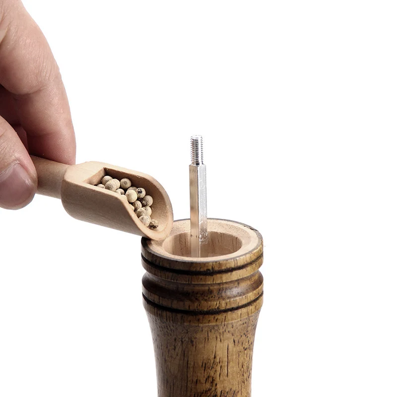 Salt and Pepper Grinder Wood Shakers with Adjustable Ceramic Grinder and Spare Rotor Kitchen Accessory