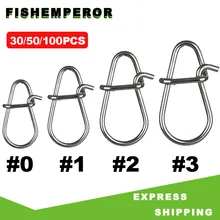 

30 or 50 or 100 pcs Stainless Steel Fishing Snaps Fast lock Clips Safety Connector Accessories Tackle For Lures Hooks Clips