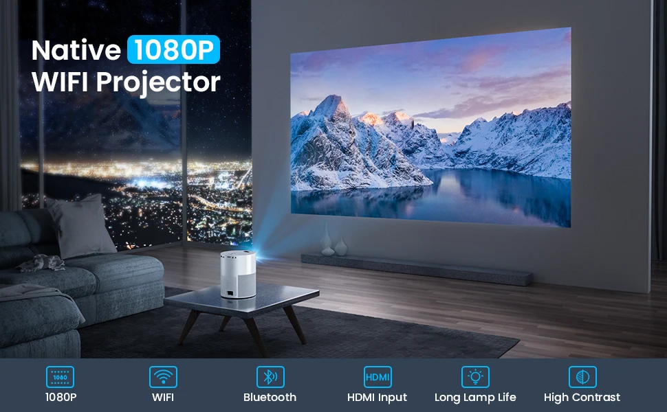 Salange Mini Projector Full HD 1080P P40 LED Projetor 4K Video Bluetooth Beamer 5000 Lumen Android Projectors Smart Home Theater