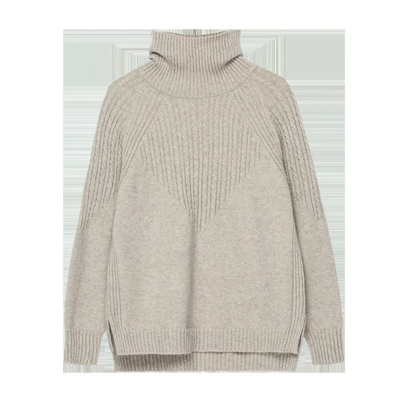 Woman Turtleneck Khaki Color Woman Winter Thickening Lazy Sweater Woman Pullover Loose Long Sleeve Tops Female Woman Turtleneck Khaki Color Woman Winter Thickening Lazy Sweater Woman Pullover Loose Long Sleeve Tops Female