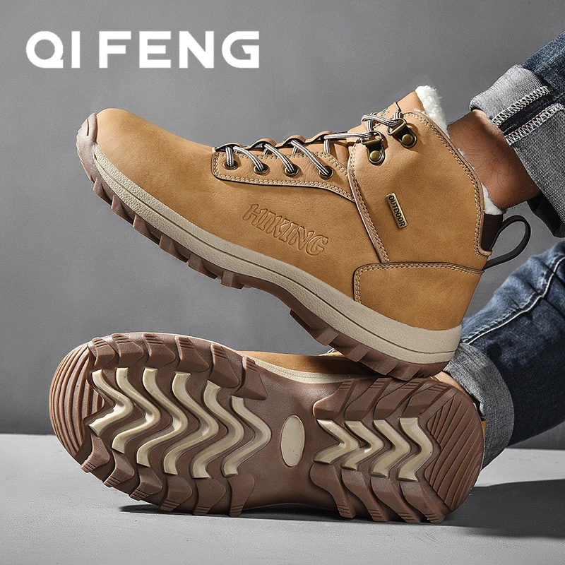 

Winter Big Size Hiking Shoes Men Trekking Anti-Slippery Sneakers Outdoor Walking Mountain Tooling Boots Keep Warm Cotton Shoes