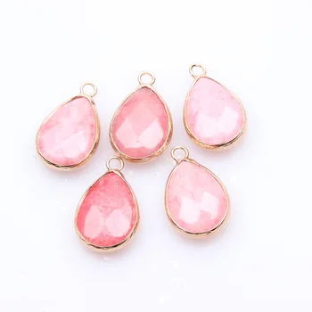 

3pcs Natural Stone Bead Water Drop-shaped Pendant Metal Edging Jewelry Making DIY Necklace Bracelet Sweater Chain Accessories