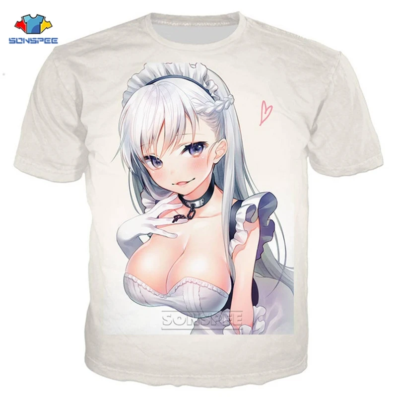 

SONSPEE Anime 3D Print T Shirt Women Men Azur Lane Fashion T-shirts Game Sexy Girl Harajuku Summer Top Tee Shirts Pull Homme