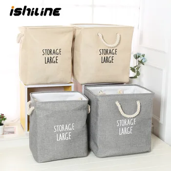 

Foldable Double Storage Basket Thick Waterproof Cotton Rope Handle Hamper Laundry Basket Toy Storage Bucket Organizer