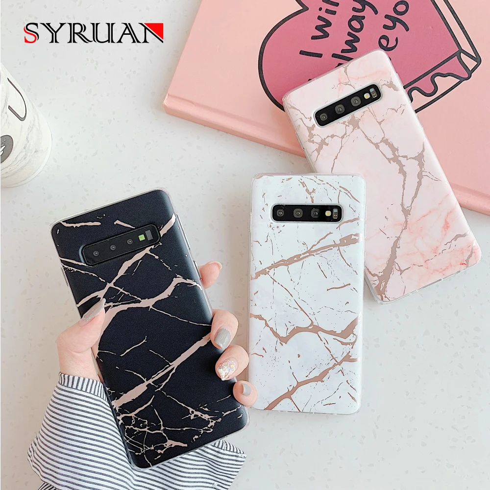 Модный чехол из золотой фольги с мраморным рисунком для телефона Samsung S 8 9 10 P Lite Note