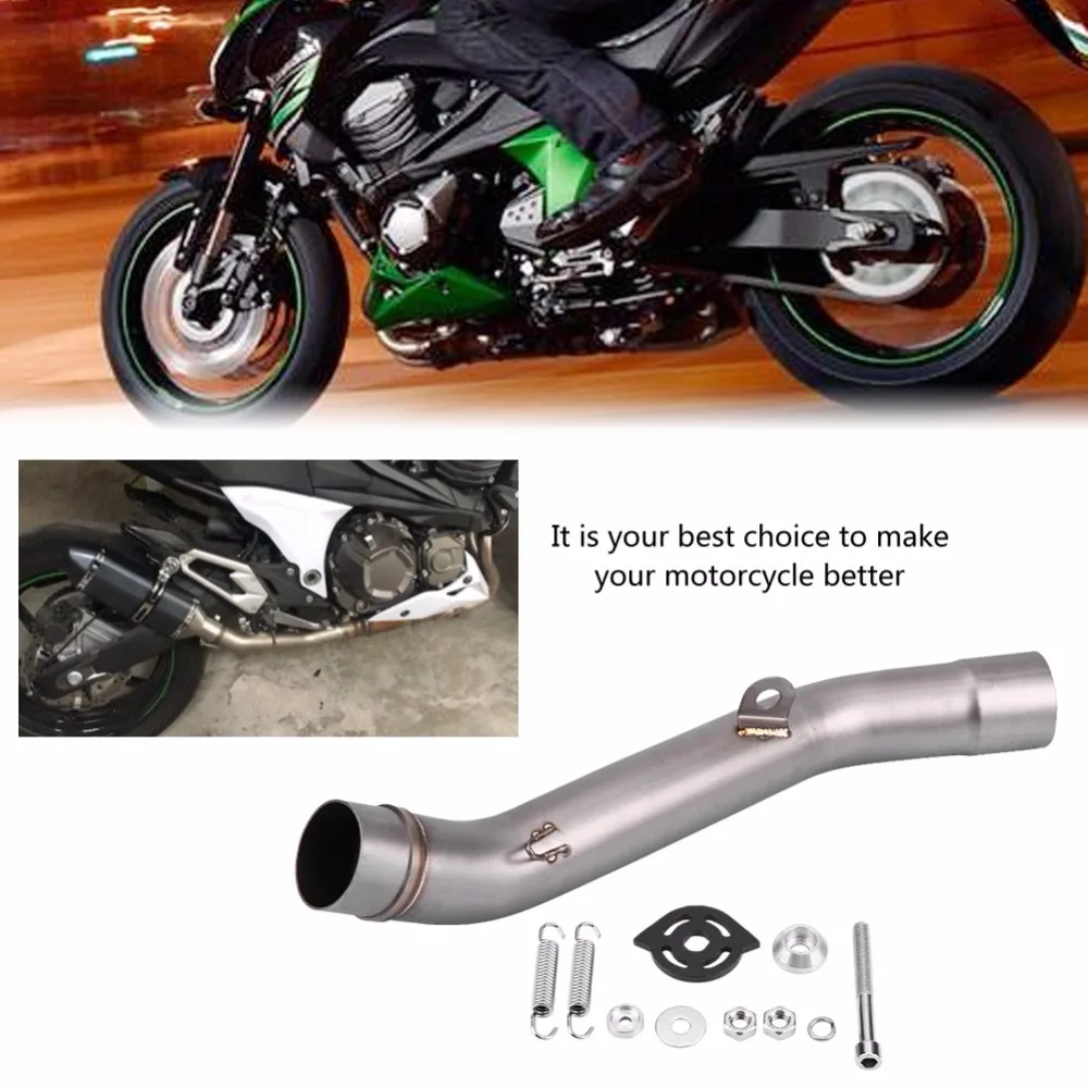 Для Kawasaki Z 800 2013 средняя выхлопная труба мотоцикла Соединительная универсальная антикоррозионная труба из нержавеющей стали