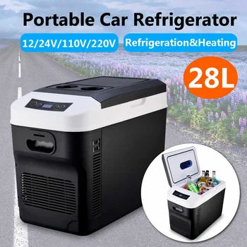 

28L Car Refrigerator Automoble Mini Fridge Refrigerators Freezer Cooling Box frigobar Food Fruit Storage Fridge Compressor