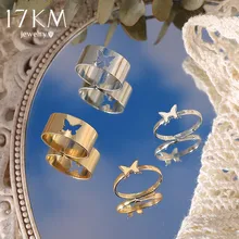 17KM Trendy Gold Butterfly Rings For Women Men Lover Couple Rings Set Friendship Engagement
