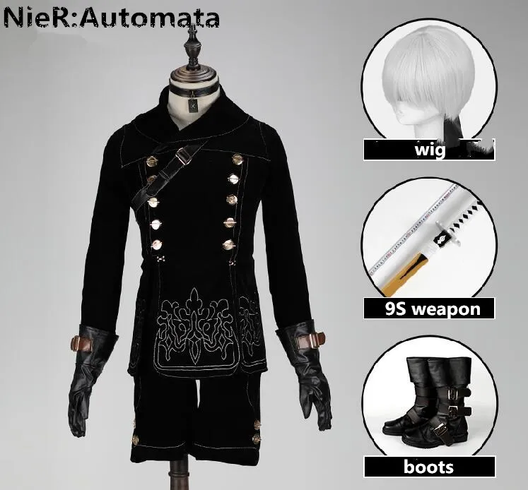 NieR: платье для костюмированной вечеринки 9S полный комплект оружие парик обувь
