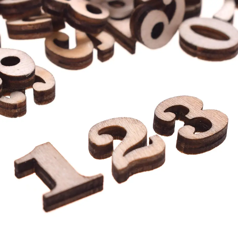 Ornament crafts wooden figurine crafts sticker decoration 200Pcs mixed A-Z letter alphabet natural wooden number decoration wood letter craft flatback scrapbooking stickers for kids gift