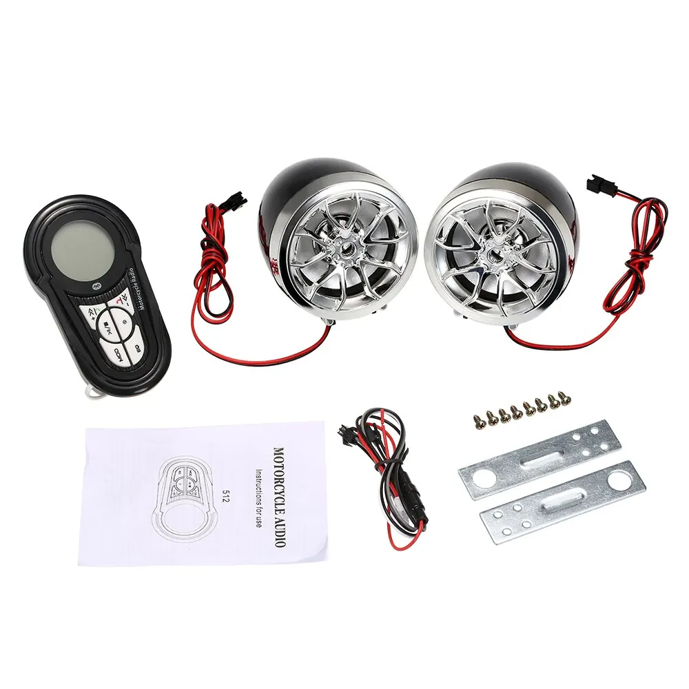 Motorcycle Mutilmedia MP3 Player Speakers Audio FM Radio Security Alarm Wireless BT Remote with USB TF Card Slot