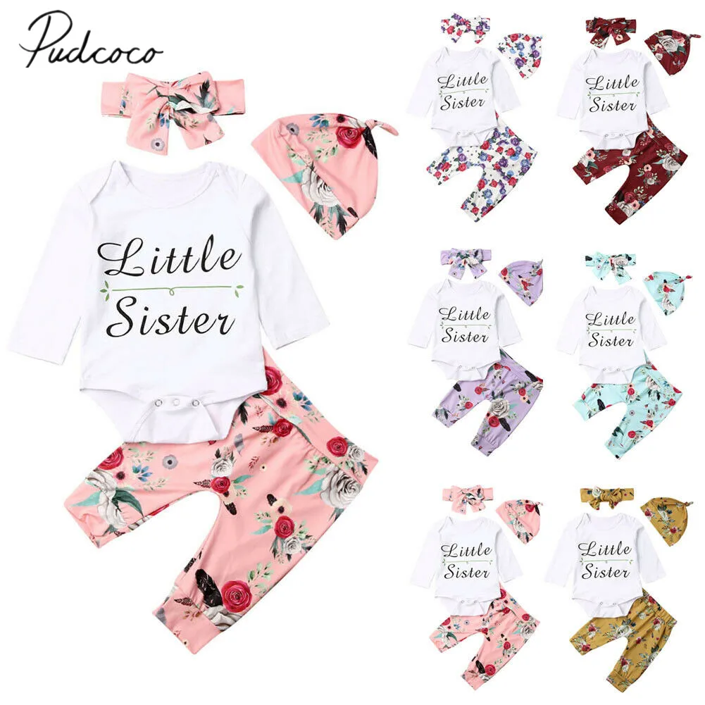 2019 г. Весенне осенняя одежда для малышей 4 шт. маленьких девочек топы с надписью