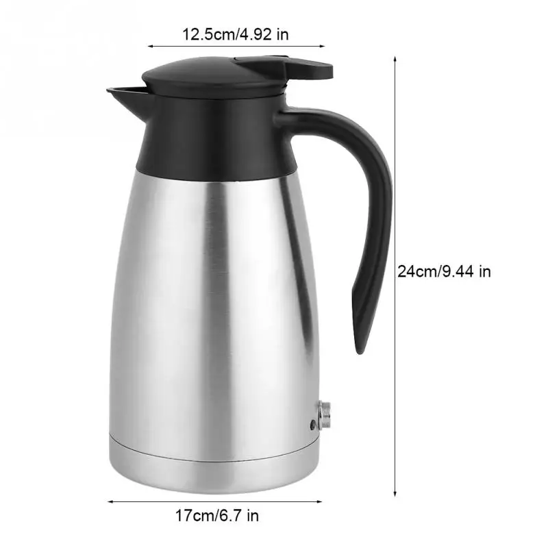 

12V Electric Kettle 1000ml Stainless Steel In-Car Travel Trip Coffee Tea Heated Mug Motor Hot Water For Car Or Truck Use