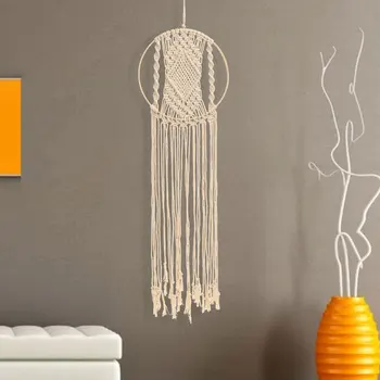 

Bohemian Tapestry Wall Hanging Home Wedding Party Wall Art Decor Bohemian Handcraft Knitted Macrame Round Ring Tapestries
