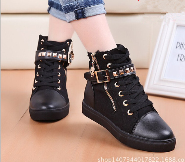 shoes 2022 women shoes fashion zipper wedge High top solid color white shoes woman sneakers tenis feminino