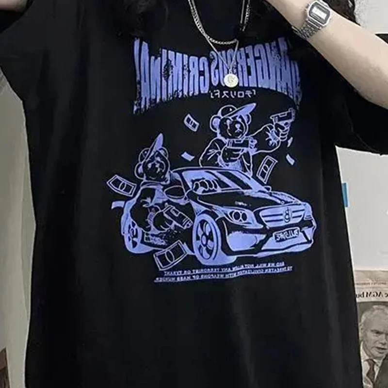 Tops harajuku vintage gothic graphic punk clothes shirt top clothing Women's t-shirts korean cotton Black Oversize dropshipping