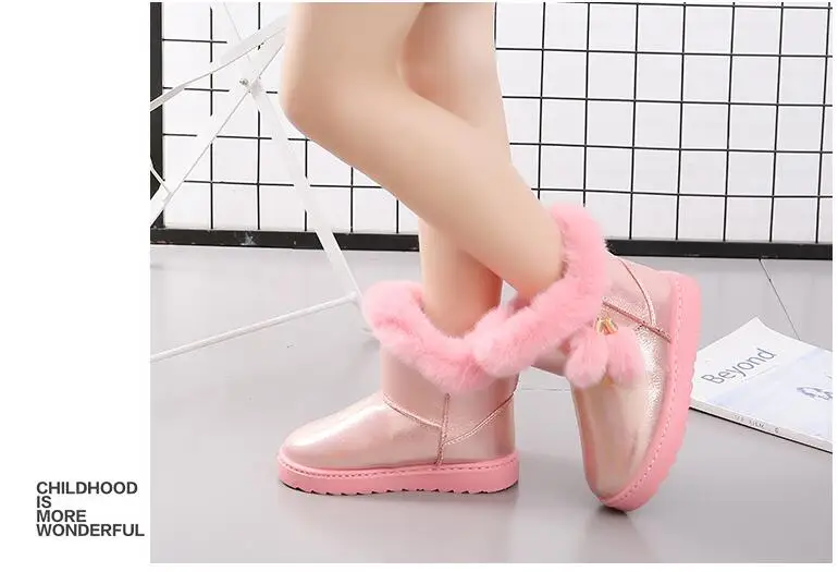 Детские зимние ботинки для маленьких девочек; зимние ботинки с пряжкой; детская обувь; бархатная обувь для мальчиков; теплая плюшевая модная школьная обувь