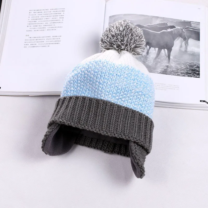 1 Зимняя детская шапка, теплая детская шапка Skullies, Шапка-бини для детей, для мальчиков и девочек, с кошачьими ушками, детские вязаные крючком детские шапки - Цвет: 1