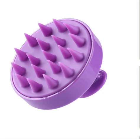 Purple 6 цветов, ручной силиконовый шампунь для кожи головы, спа, Массажная щетка для похудения, для мытья душа, расческа для волос, мини-насадка, меридиан, массажная расческа - Цвет: Purple
