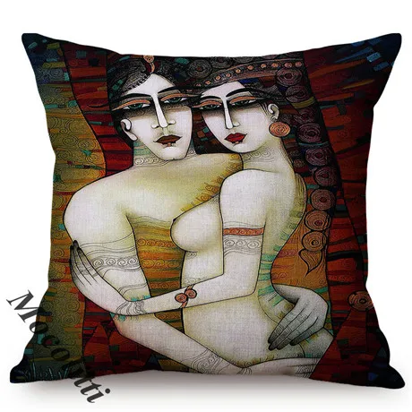 Ancient Rome Beautiful Woman Portrait Sexy Abstract Oil Painting Art Home Decoration Cushion Cover Linen Sofa Throw Pillow Cover M135-12