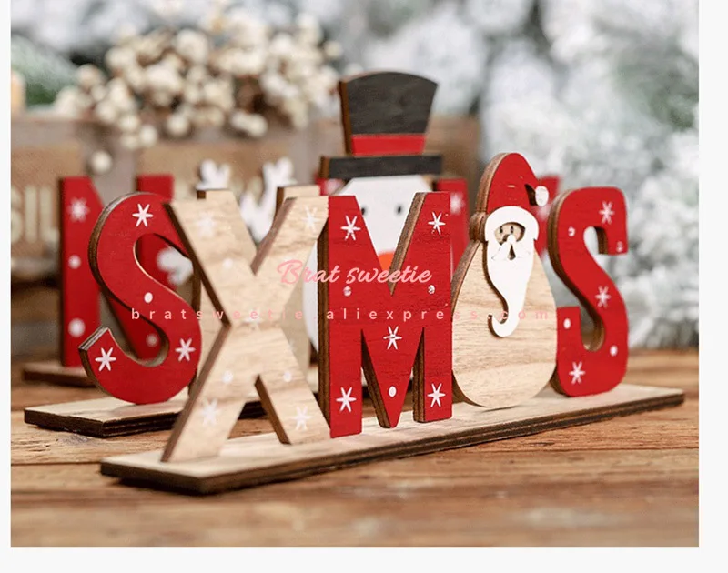 Рождественские деревянные буквенные знаки Санта Клаус Рождественский Снеговик пусть это снег Снежинка Noel украшения рождественские украшения для дома