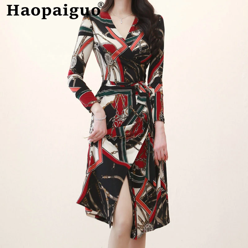 

Винтажное осеннее платье с принтом, женское платье с длинным рукавом, корсет, пакет, бедра, платье, женские повседневные платья, Новое поступление 2019, ropa mujer