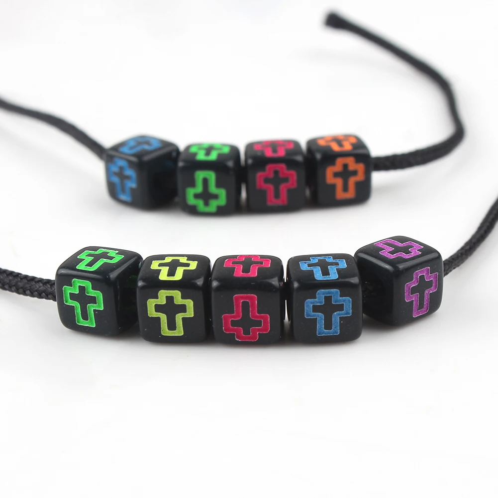 6MM Acrylic Cross Beads Black Square Spacer Cube For Jewellery Marking Handmade DIY Bracelet Accessories 100pcs/Lot Wholesale | Украшения и