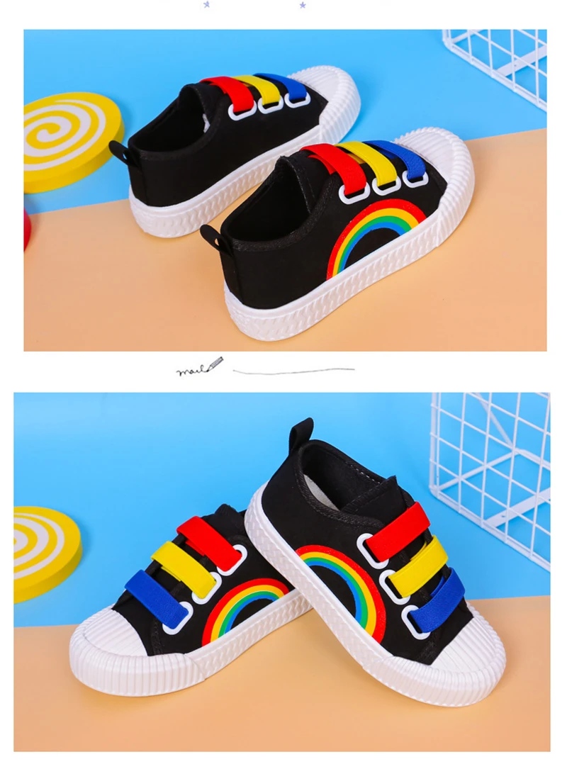 comfortable sandals child Rainbow Children Walking Shoes Kids Boy Girl Breathable Canvas Shoes Summer Anti-Skid Sport Sneakers Spring Fashion Flats girls leather shoes