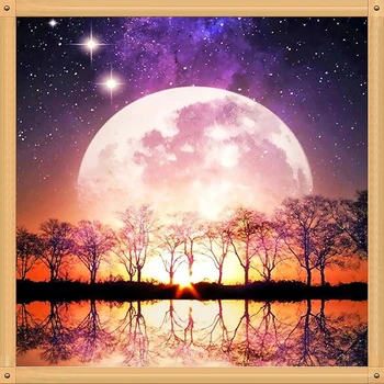 

5D DIY Diamond Round Drill Painting Moon scenery Diamond Painting 5D Diamond Embroidery Cross Stitch Full Home Decor Gift