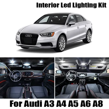 

For Audi A3 8L 8V 8P A4 B5 B6 B7 B8 A5 A6 C5 C6 C7 A8 D2 D3 Pure White Canbus LED bulb interior light roof map dome lights Kit