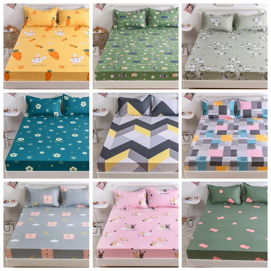 Bed Sheet with Elastic Fitted Sheets Home Decor Single Twin Queen King Double Mattress Protector 150x200 Bed Sheet 5