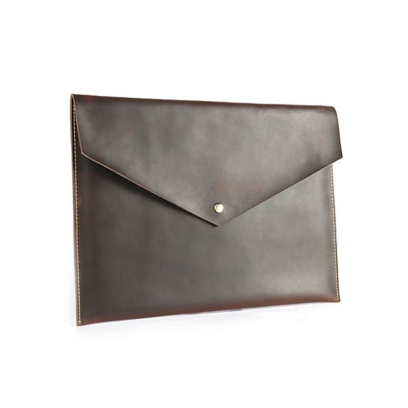 

MAHEU Genuine Leather Slim Clutch Bag A4 Ipad Protection Holder Lightweight Business File Document Bag Black Brown Ipad Cover
