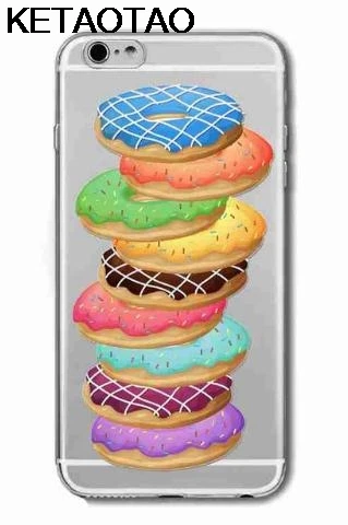 KETAOTAO пончики макарон, десерт чехол для телефона s для iPhone 4S 5C 5S 6 6S 7 8 Plus XR XS Max чехол кристально чистый мягкий TPU чехол s - Цвет: Черный