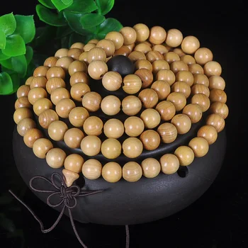 

Tibetan Buddhism 108 Boxwood Prayer Beads Mala Necklace