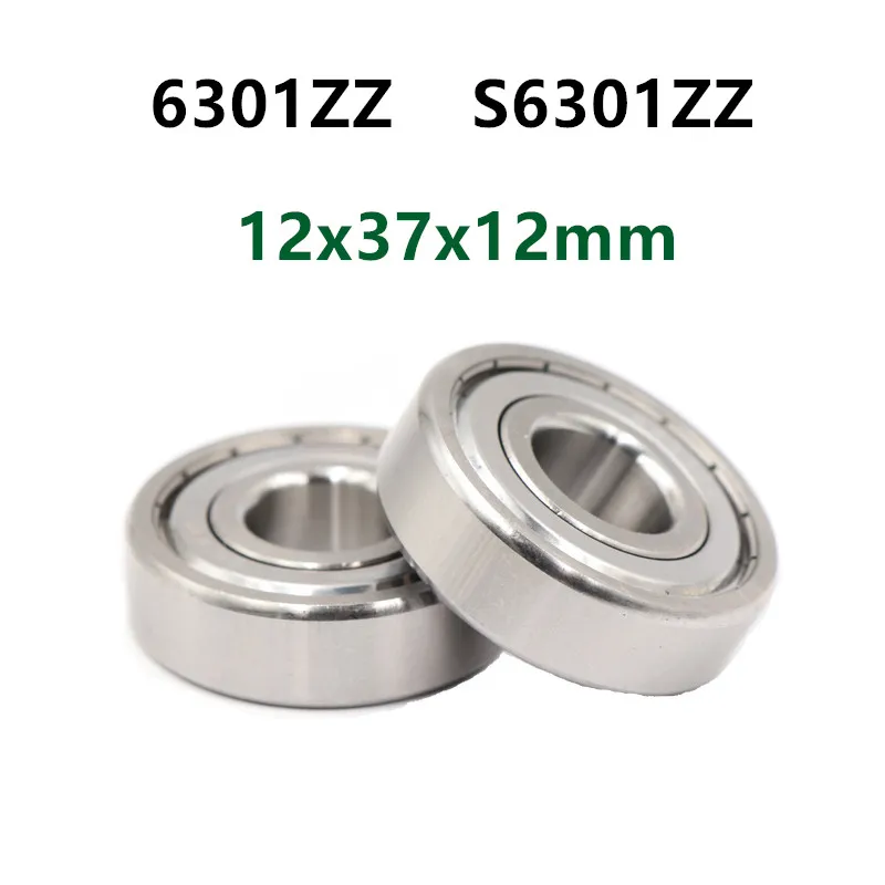 

10pcs high quality 6301ZZ S6301ZZ 12*37*12 shielded stainless steel deep groove ball bearings 6301 S6301 -2Z 12x37x12 mm