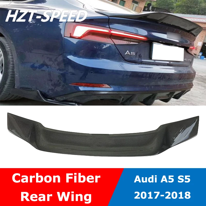 A5 S5 R Стиль углеродного волокна спойлер на задний багажник, крыло для Audi A5 S5 4 двери модификация