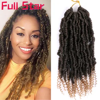

Full Star Passion Twist 12 inch Fluffy Pre-Twist Crochet Braids Ombre Nubian Twists Synthetic Braiding Hair Extension For Women