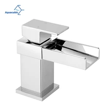 Aquacubic Single Lever Handle Waterfall Bathroom Faucet Taps Basin Sink Mixer Bibcock Chrome Finish CUPC Standard