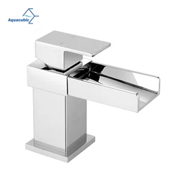 Aquacubic Single Lever Handle Waterfall Bathroom Faucet Taps Basin Sink Mixer Bibcock Chrome Finish CUPC Standard