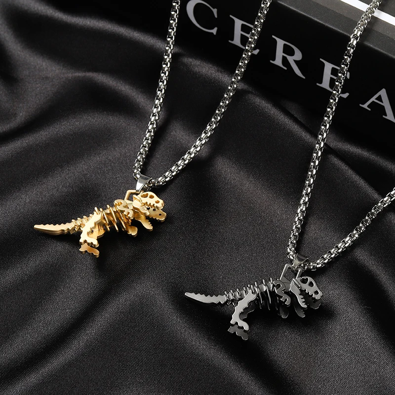 14K Gold Dinosaur Pendant, Chain Necklace, Gold Chain, Animal Lovers,  Everyday Jewelry, Karma, Real Gold, Symbol of Strength, Protection - Etsy
