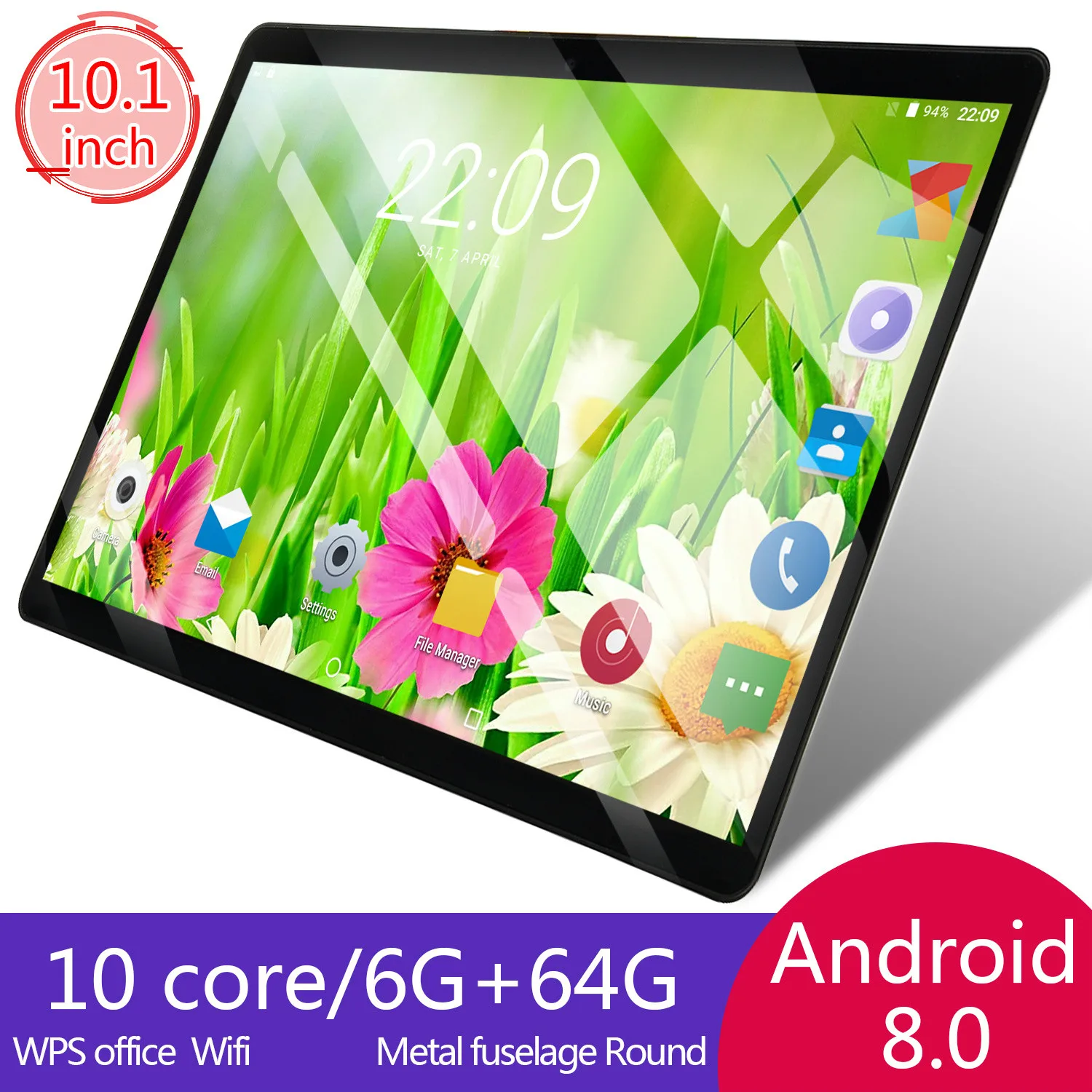 2.5D стекло 6G+ 64G/16G 10 дюймов 4G LTE планшетный ПК Android8.0 Восьмиядерный ПК планшеты разрешение мощности 8MP 5000mAh