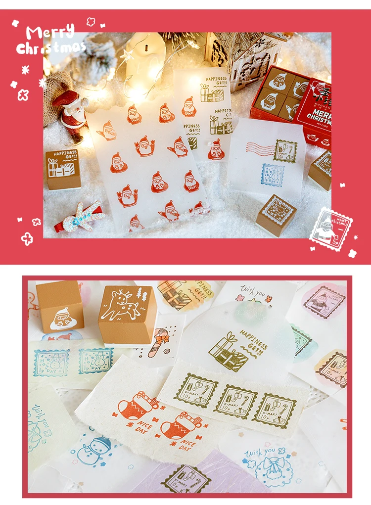 XINAHER Vintage Christmas socks deer stamp DIY wooden rubber stamps for scrapbooking stationery scrapbooking standard stamp